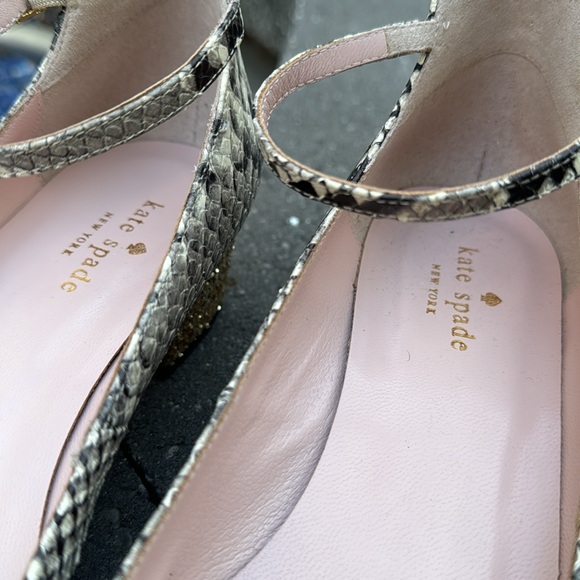 Kate Spade Made in Italy Snakeskin Leather Glitter Heels Ankle Strap Pumps - 9.5 - Picture 8 of 16